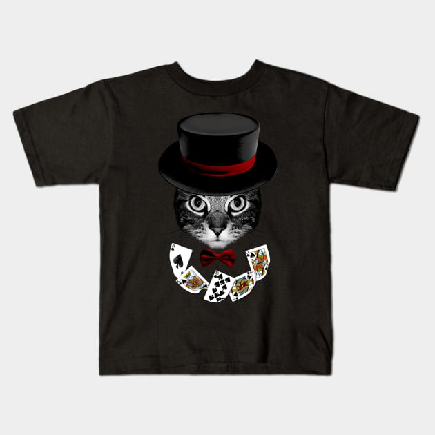 illusionist Cat Kids T-Shirt by clingcling